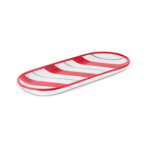 Karaca New Year 25 Candy Stripe Teller, 28 cm