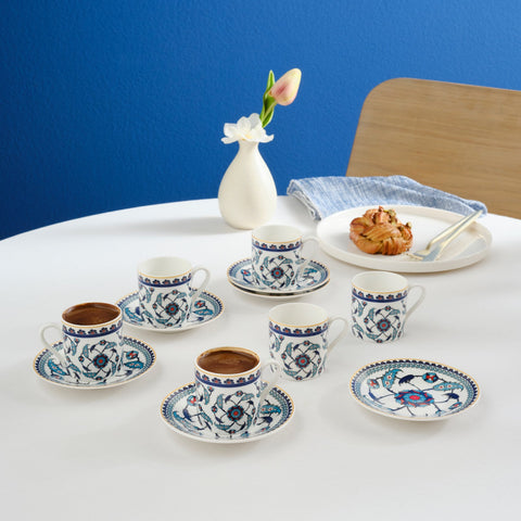 Karaca Rumi Kaffeetassenset für 6 Personen, 80 ml