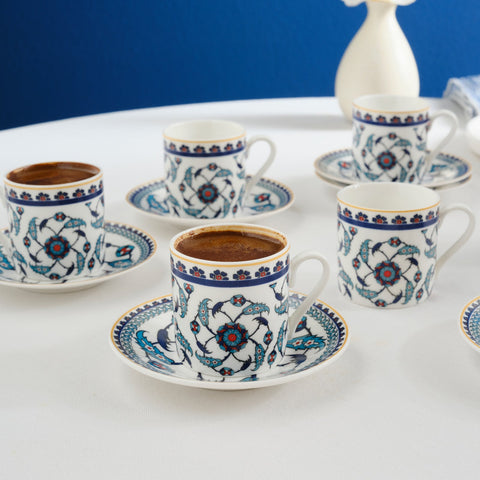 Karaca Rumi Kaffeetassenset für 6 Personen, 80 ml