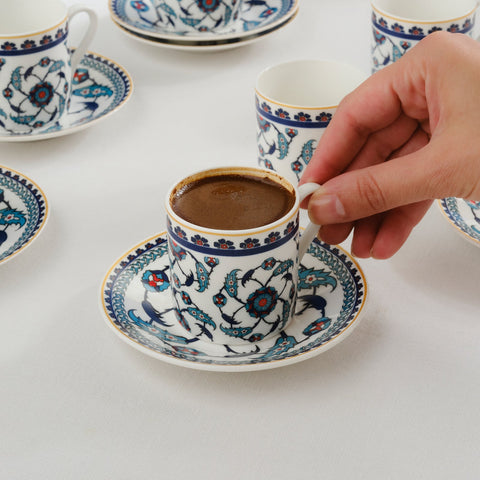 Karaca Rumi Kaffeetassenset für 6 Personen, 80 ml