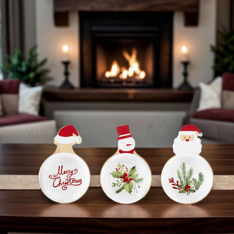 Karaca New Year Christmas Bambus Snack Santa Claus 3-teiliges Schälchen-Set