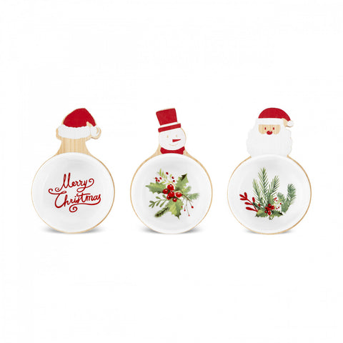 Karaca New Year Christmas Bambus Snack Santa Claus 3-teiliges Schälchen-Set