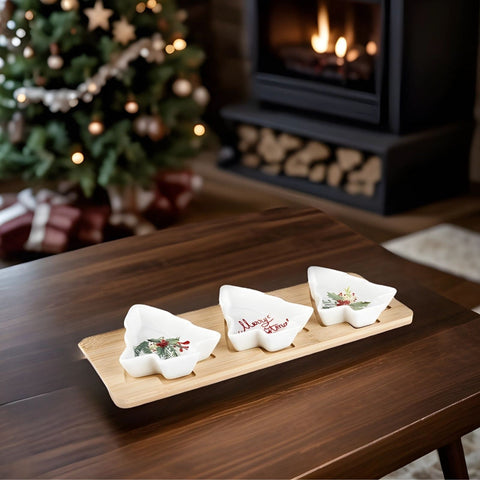 Karaca New Year Christmas Bamboo Snack Kiefer Baum 3 Stück