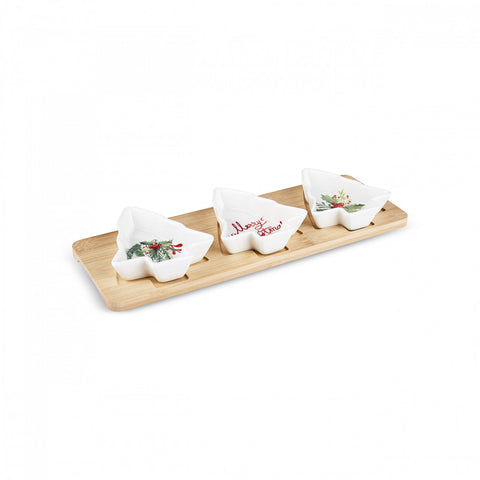 Karaca New Year Christmas Bamboo Snack Kiefer Baum 3 Stück
