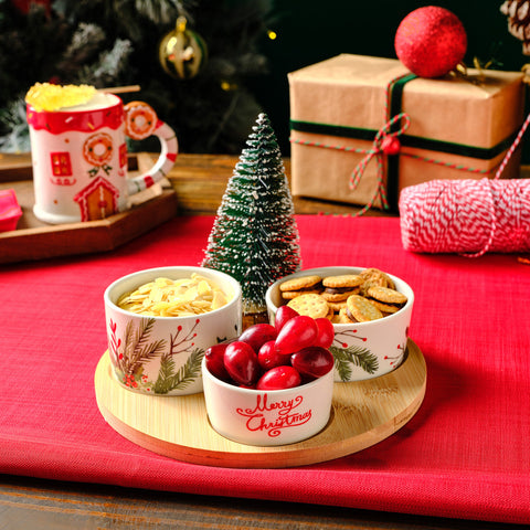 Karaca New Year Bambus-Snack Kokina 3-teiliges Schälchen-Set