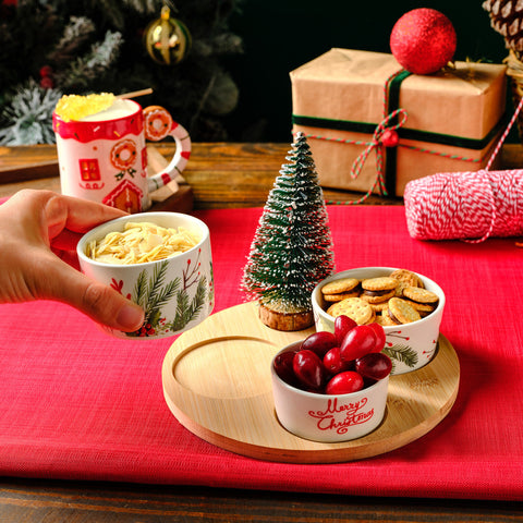 Karaca New Year Bambus-Snack Kokina 3-teiliges Schälchen-Set