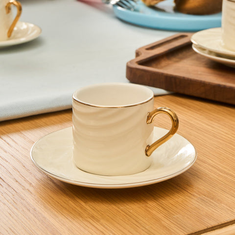 Karaca Ivory 90 ml 6-teiliges Kaffeeset, Weiß