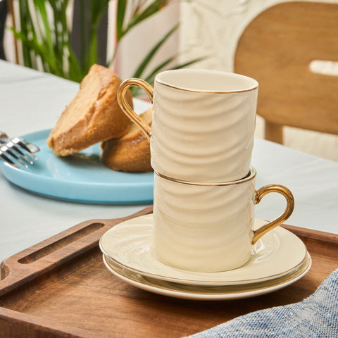 Karaca Ivory 90 ml 6-teiliges Kaffeeset, Weiß