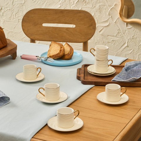 Karaca Ivory 90 ml 6-teiliges Kaffeeset, Weiß