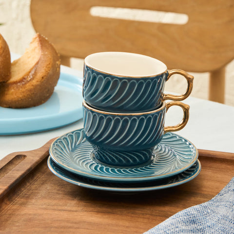 Karaca Olympian 90 ml 6-teiliges Kaffeeset, Blau