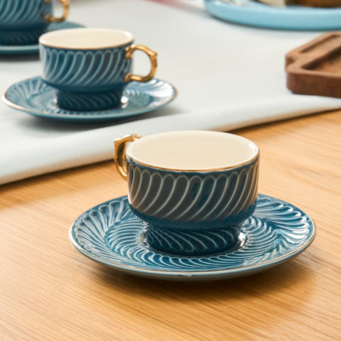 Karaca Olympian 90 ml 6-teiliges Kaffeeset, Blau