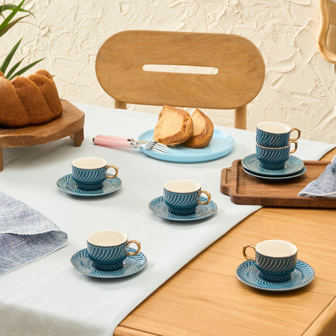 Karaca Olympian 90 ml 6-teiliges Kaffeeset, Blau