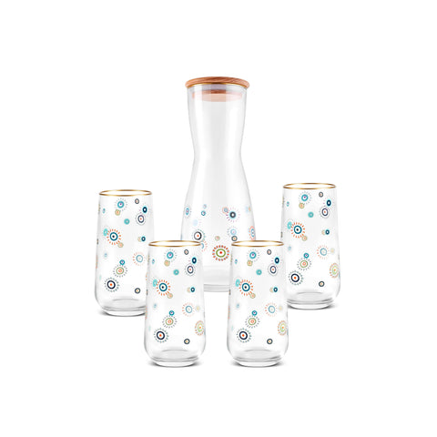 Karaca 5-teiliges Trinkglas-Set mit Nazar-Amulett-Motiv Glas-S
