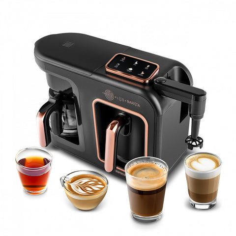 Karaca Hatır Plus Barista 6 in 1 Latte Cappuccino und Türkischer Kaffee auf Glut Maschine Black Copper