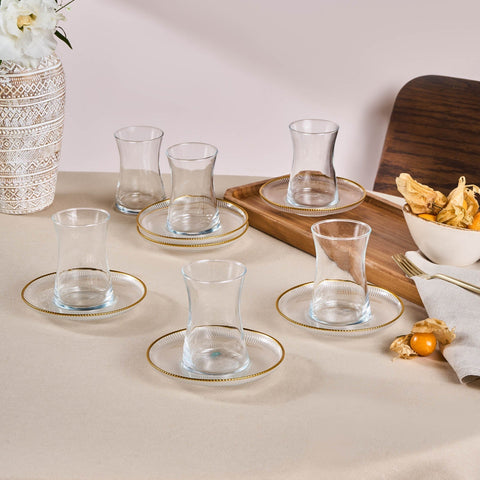 Karaca Juliet Gold Rand 6-Personen-Tee-Set