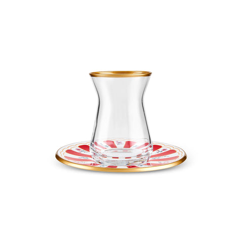 Karaca Bursa Türkisches Teeglas, 12-teilig, Rot