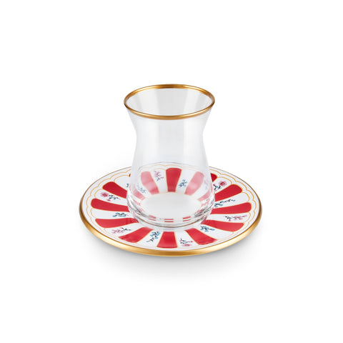 Karaca Bursa Türkisches Teeglas, 12-teilig, Rot