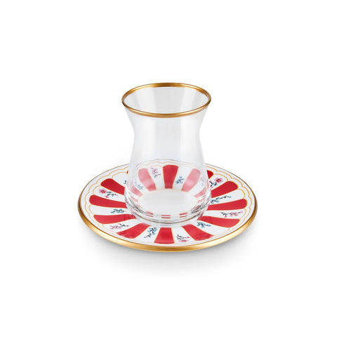 Karaca Bursa Türkisches Teeglas, 12-teilig, Rot