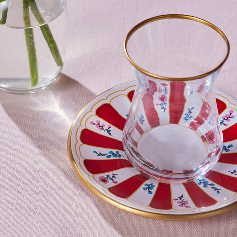 Karaca Bursa Türkisches Teeglas, 12-teilig, Rot
