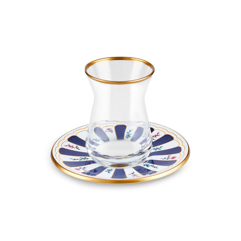 Karaca Bursa Türkisches Teeglas-Set, 12-teilig, Marineblau