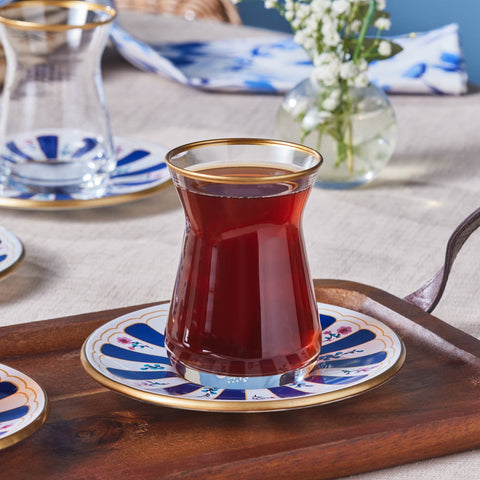 Karaca Bursa Türkisches Teeglas-Set, 12-teilig, Marineblau