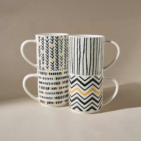 Karaca Nomar Kaffeebecher- Set mit Ständer, 5- teilig aus Porzellan