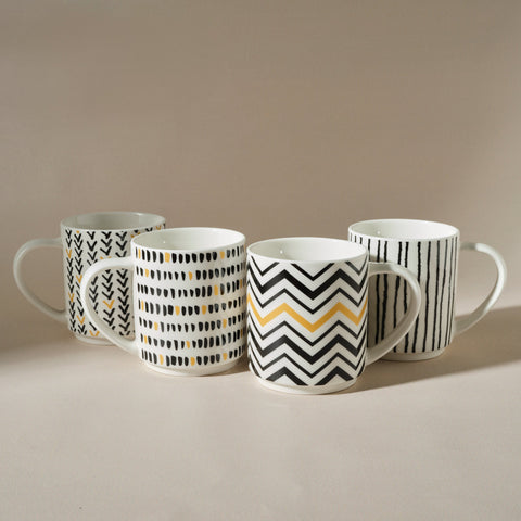 Karaca Nomar Kaffeebecher- Set mit Ständer, 5- teilig aus Porzellan