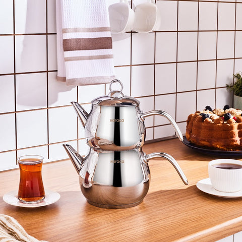 Karaca Layla turkish tea pot set metal