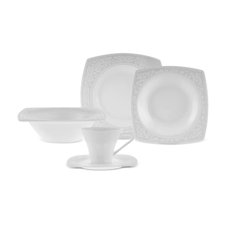 Karaca Fine Pearl Roma 26-Teiliges 6-Personen Frühstücksset Quadrat