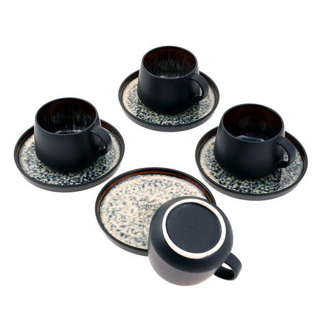 Karaca Black Galactic Reactive 8-teilig Teetassen-Set 