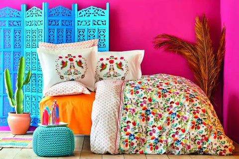 Karaca Home Parlin Fuchsia Doppelter Bettbezug aus 100% Baumwolle