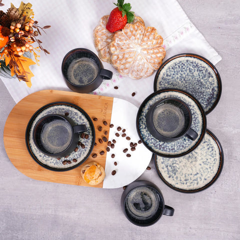 Karaca Black Galactic Reactive 8-teilig Teetassen-Set 