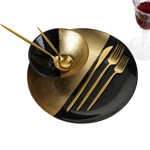 Karaca Jupiter Matt Gold 30 Teiliges für 6 Personen Besteck Set mit Box