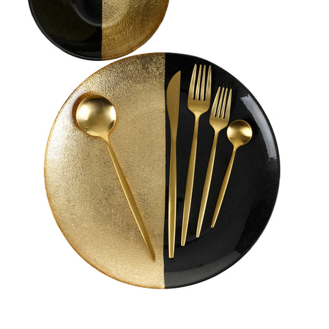 Karaca Jupiter Matt Gold 30 Teiliges für 6 Personen Besteck Set mit Box