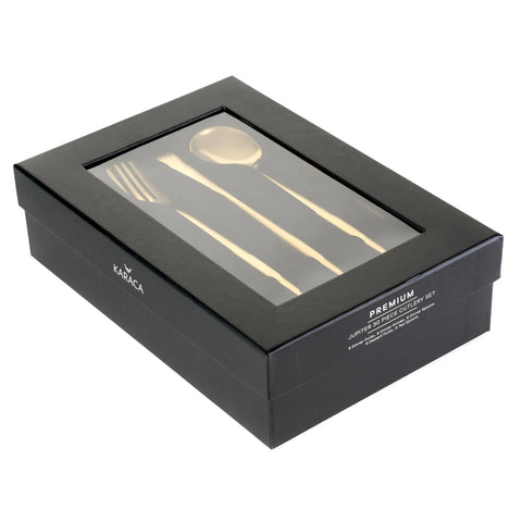 Karaca Jupiter Matt Gold 30 Teiliges für 6 Personen Besteck Set mit Box