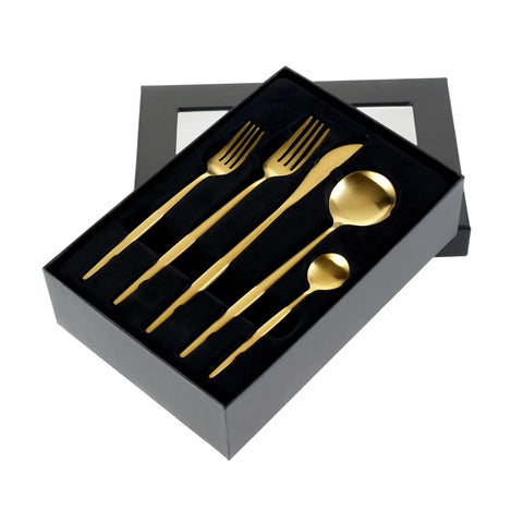 Karaca Jupiter Matt Gold 30 Teiliges für 6 Personen Besteck Set mit Box