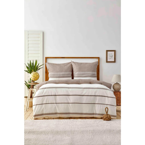 Karaca Home Braun Dobby Woven Doppel Bettbezug Set (200 x 200 cm) Öko-Tex Zertifiziert
