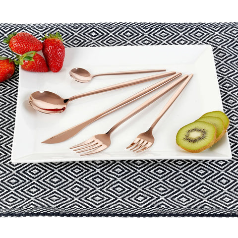 Karaca Jupiter 30 Teiliges für 6 Personen Besteck Set Glänzender Rosegold mit Box