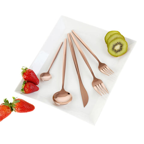 Karaca Jupiter 30 Teiliges für 6 Personen Besteck Set Glänzender Rosegold mit Box