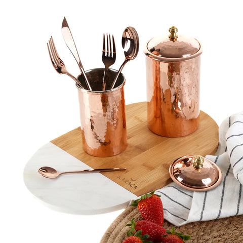 Karaca Jupiter 30 Teiliges für 6 Personen Besteck Set Glänzender Rosegold mit Box
