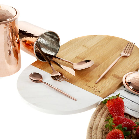 Karaca Jupiter 30 Teiliges für 6 Personen Besteck Set Glänzender Rosegold mit Box