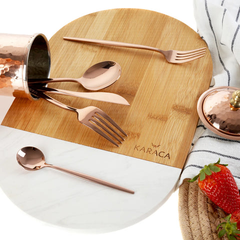 Karaca Jupiter 30 Teiliges für 6 Personen Besteck Set Glänzender Rosegold mit Box