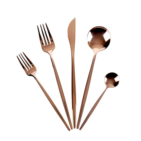 Karaca Jupiter 30 Teiliges für 6 Personen Besteck Set Glänzender Rosegold mit Box