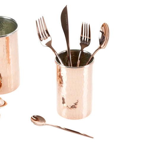 Karaca Jupiter 30 Teiliges für 6 Personen Besteck Set Glänzender Rosegold mit Box