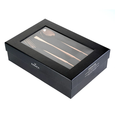 Karaca Jupiter 30 Teiliges für 6 Personen Besteck Set Glänzender Rosegold mit Box
