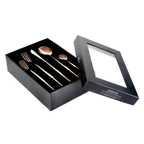 Karaca Jupiter 30 Teiliges für 6 Personen Besteck Set Glänzender Rosegold mit Box