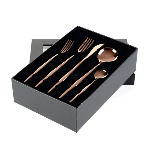 Karaca Jupiter 30 Teiliges für 6 Personen Besteck Set Glänzender Rosegold mit Box