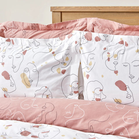 Sarah Anderson Fun Facey %100 Baumwoll Doppelbettbezug Set