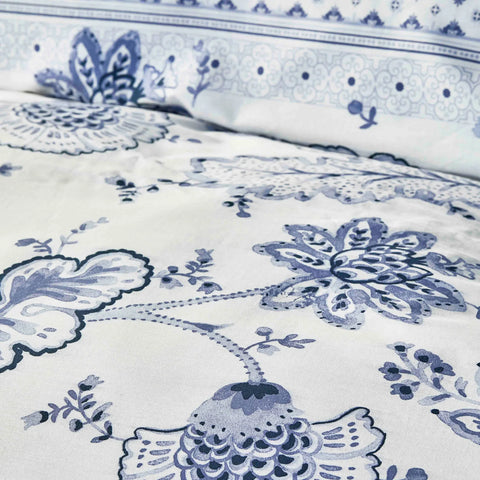 Karaca Home Amar Blau 100% Baumwolle Doppeltes Bettbezugs-Set