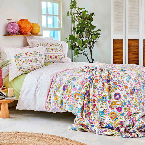 Karaca Home Ludo Rosa 100% Baumwolle Doppeltes Bettbezugs-Set